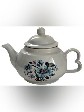 VINTAGE CERAMIC TEAPOT FLORAL HANDMADE